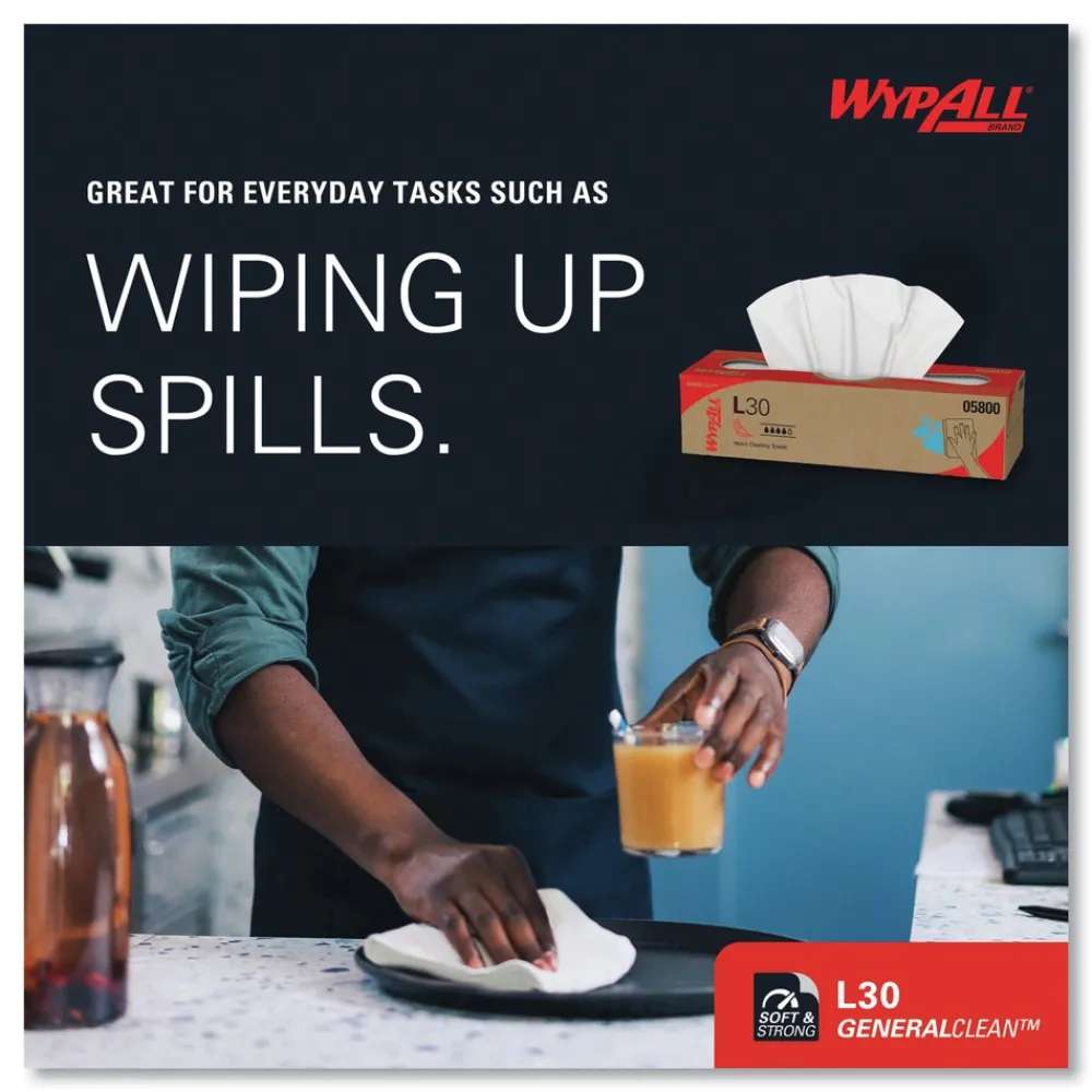 L30 POP-UP Box 16.4 in. x 9.8 in. Towels - White (100/Box, 8 Boxes/Carton) Cleaning & Janitorial Supplies