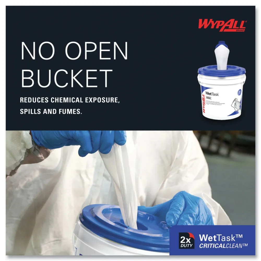 New WetTask Customizable Wet Wiping System Critical Clean Wipers for Bleach/Disinfectants/Sanitizers with Bucket (540/Carton) Cleaning & Janitorial Supplies