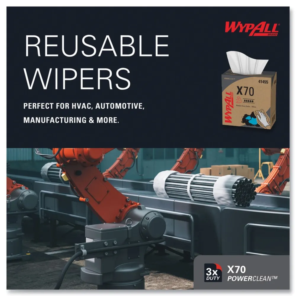 Hot X70 9-1/10 in. x 16-4/5 in. Cloths - White (100/Box 10 Boxes/Carton) Cleaning & Janitorial Supplies