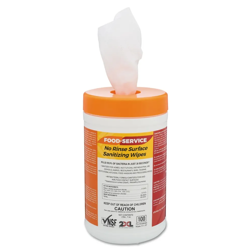 Sale 6 in. x 8 in. 1-Ply Food Service No Rinse Surface Sanitizing Wipes - White (6/Carton) Cleaning & Janitorial Supplies