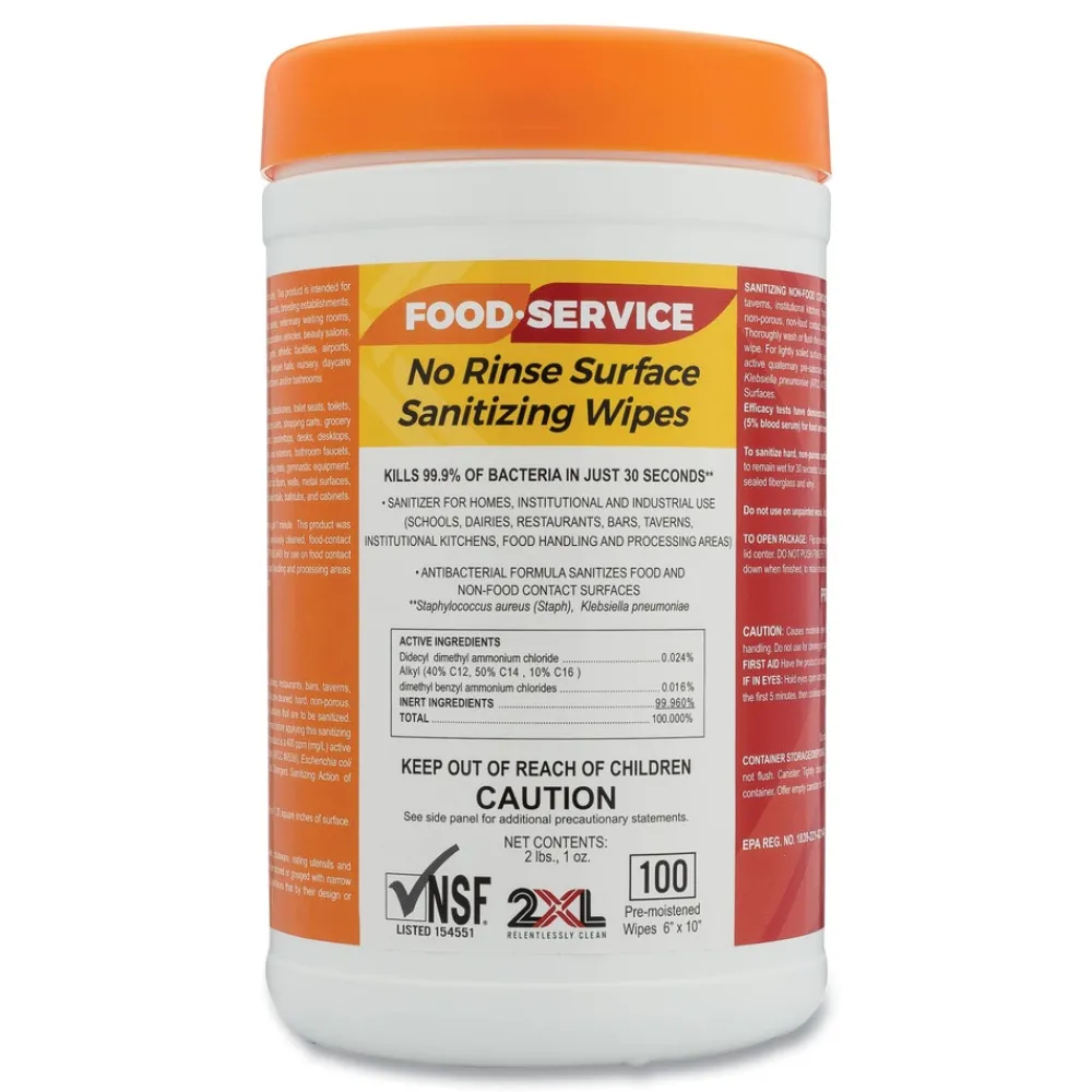 Sale 6 in. x 8 in. 1-Ply Food Service No Rinse Surface Sanitizing Wipes - White (6/Carton) Cleaning & Janitorial Supplies