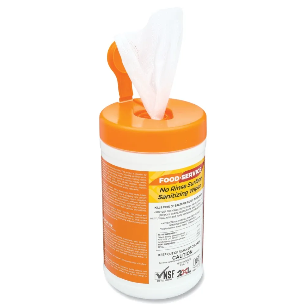Sale 6 in. x 8 in. 1-Ply Food Service No Rinse Surface Sanitizing Wipes - White (6/Carton) Cleaning & Janitorial Supplies