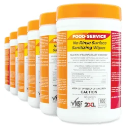 Sale 6 in. x 8 in. 1-Ply Food Service No Rinse Surface Sanitizing Wipes - White (6/Carton) Cleaning & Janitorial Supplies