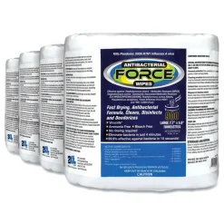 Hot 1-Ply 6 x 8 FORCE Disinfecting Wipes Refill - Unscented/White (4/Carton) Cleaning & Janitorial Supplies