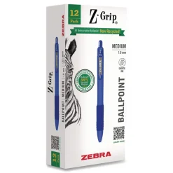 Discount 20620 Z-Grip Medium 1 mm Recycled Retractable Ballpoint Pen - Blue Ink/Blue Barrel (1-Dozen) Pens, Pencils & Markers
