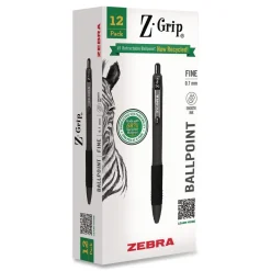 Discount 20710 Z-Grip Medium 0.7 mm Recycled Retractable Ballpoint Pen - Black Ink/Black Barrel (1-Dozen) Pens, Pencils & Markers