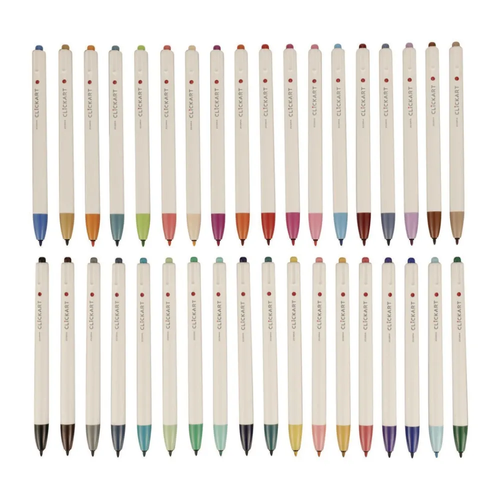 Outlet ClickArt Fine 0.6 millimeter Retractable Porous Point Pen - Assorted Ink/White Barrel (36/Pack) Pens, Pencils & Markers