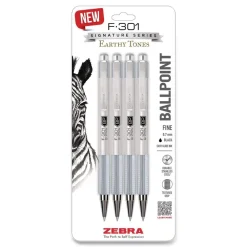 Discount F-301 Signature Series Earthy Tones Fine 0.7 mm. Retractable Ballpoint Pen - Black Ink/Pewter Barrel (4/Pack) Pens, Pencils & Markers