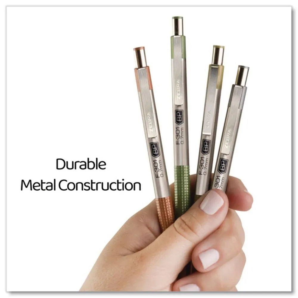 Discount F-301 Signature Series Earthy Tones Fine 0.7 mm. Retractable Ballpoint Pen - Black Ink/Pewter Barrel (4/Pack) Pens, Pencils & Markers