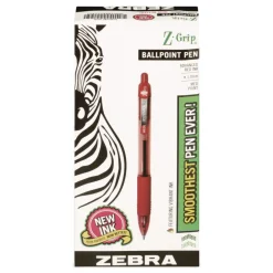 Sale Z-Grip Ballpoint Pen, Retractable, Medium 1 mm, Red Ink, Red/Clear Barrel, Dozen Pens, Pencils & Markers