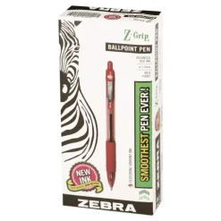 Sale Z-Grip Ballpoint Pen, Retractable, Medium 1 mm, Red Ink, Red/Clear Barrel, Dozen Pens, Pencils & Markers