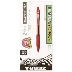 Sale Z-Grip Ballpoint Pen, Retractable, Medium 1 mm, Red Ink, Red/Clear Barrel, Dozen Pens, Pencils & Markers