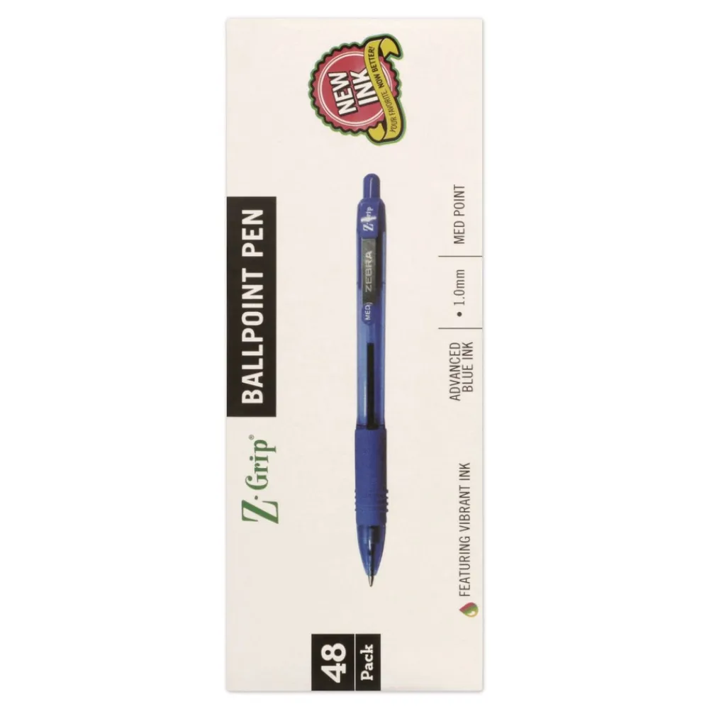 Sale Z-Grip Ballpoint Pen, Retractable, Medium 1 mm, Blue Ink, Blue/Clear Barrel, 48/Pack Pens, Pencils & Markers